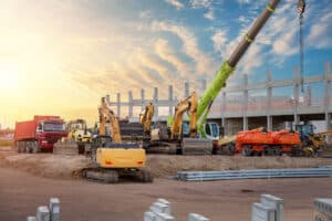 Active industrial construction site in Metro Detroit